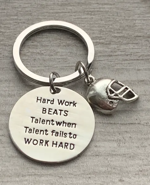 Football Keychain - Hard Work Beats Talent - Pick Style