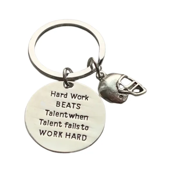 Football Keychain - Hard Work Beats Talent - Pick Style