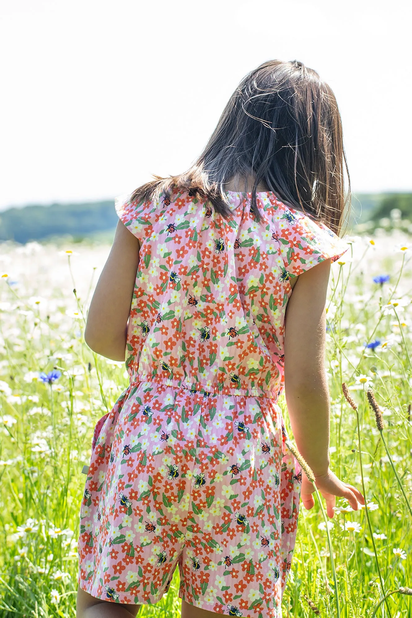 Frugi Nyla Playsuit Pink Floral Fun