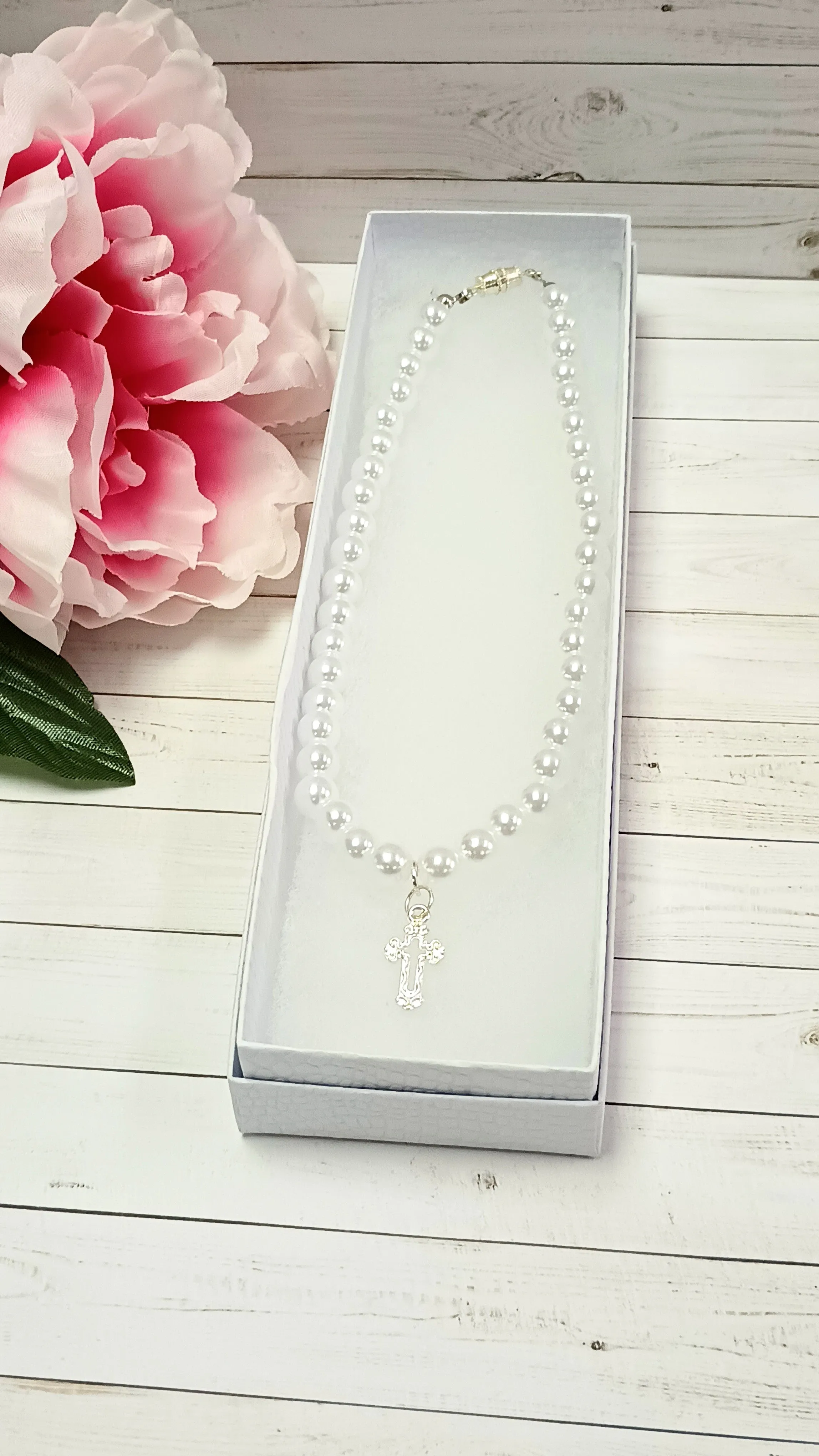 Girl First Holy Communion Necklace with Cross l Pendant