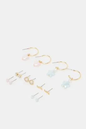 Girls Assorted Embellished Stud Set (8 Pairs)