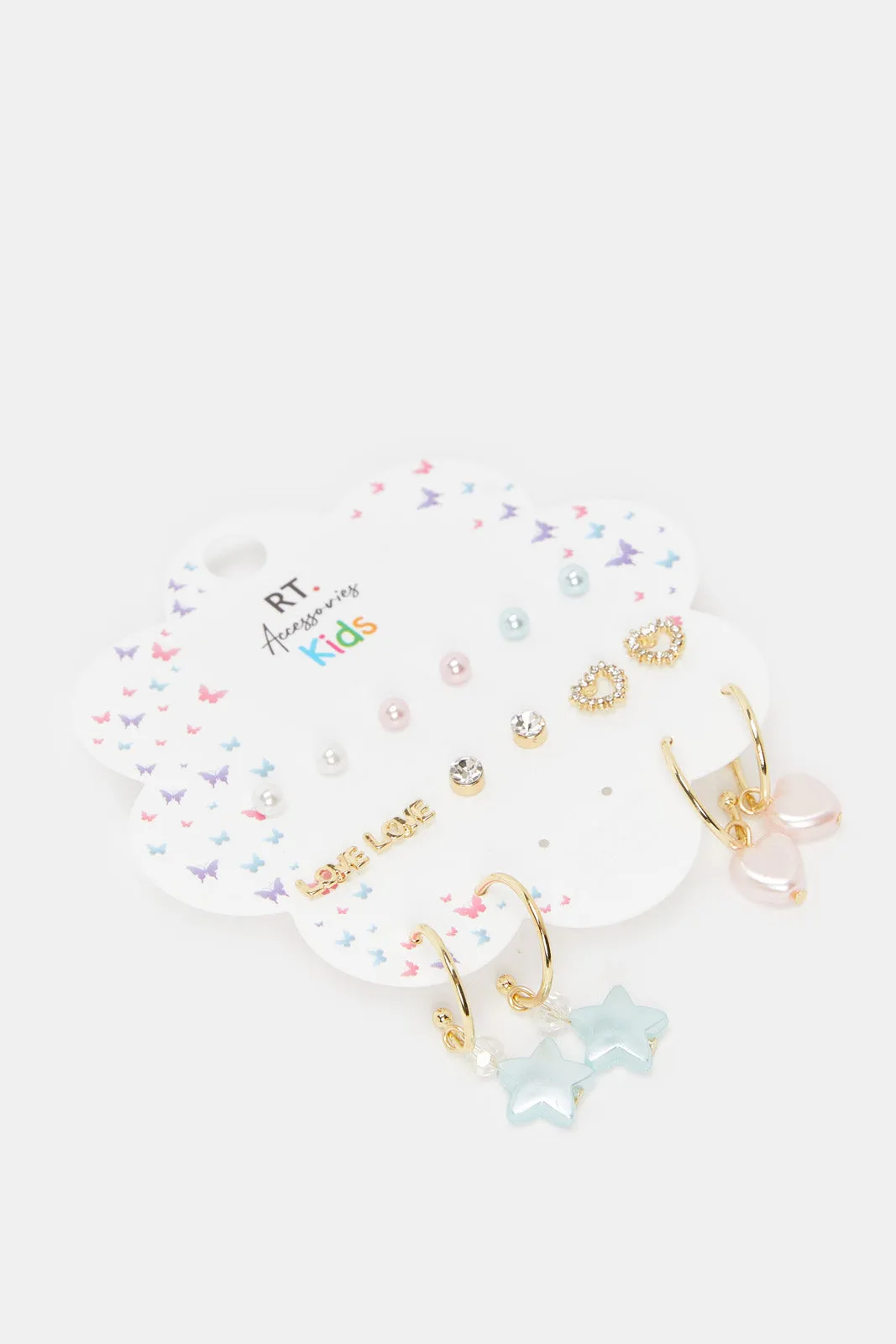 Girls Assorted Embellished Stud Set (8 Pairs)