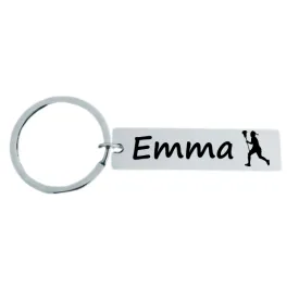 Girls Engraved Lacrosse Bar Keychain