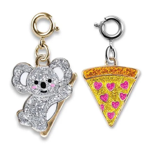 GIRLS GLITTER KOALA AND PIZZA CHARM