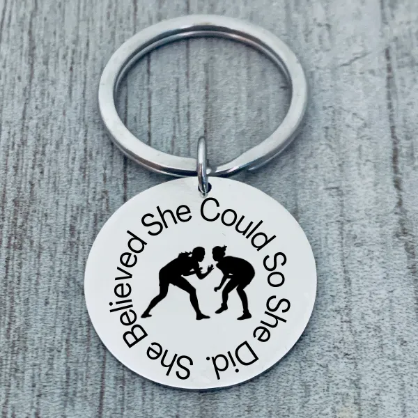 Girls Wrestling Keychain- She Believed She Could