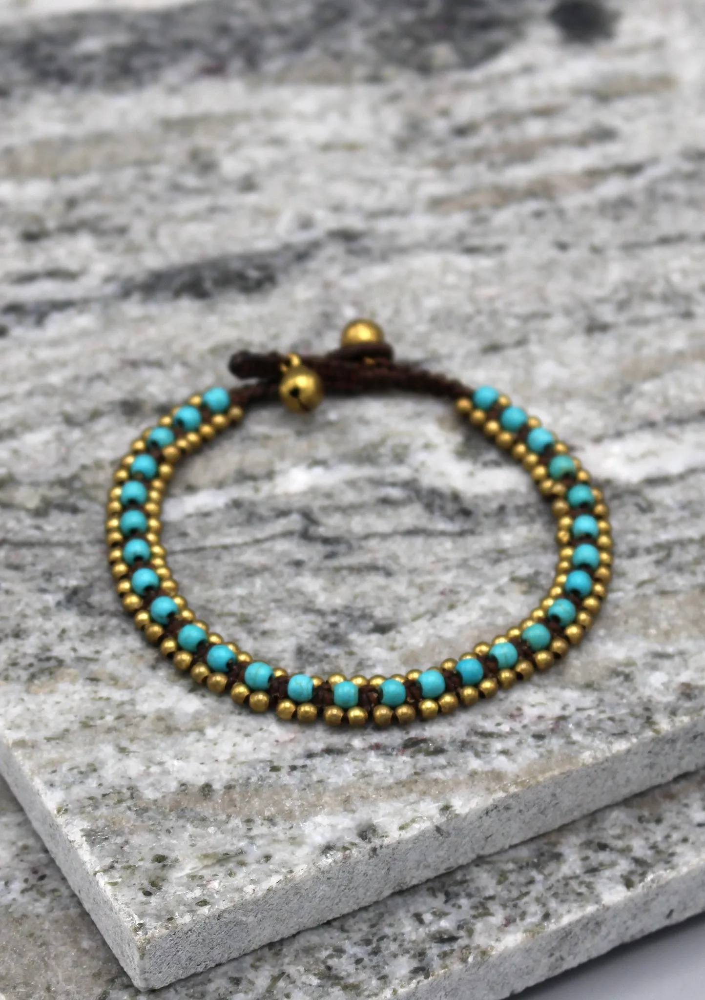 Glass Beads Brass Bell Fashionable Anklet