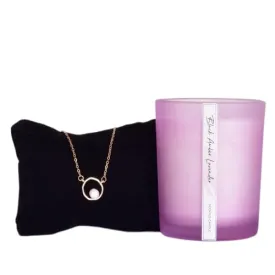 Gleevers Gift Set for Women|Gift Box of 2 with Black Amber Lavender Candle 250g & Pearl Pendant Necklace|Birthday Gift,Anniversary Gift,Valentine Gift,Secret Santa Gifts