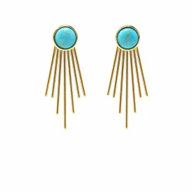 Gold and Turquoise Sunburst Stud Dangle Earrings Starfish Project