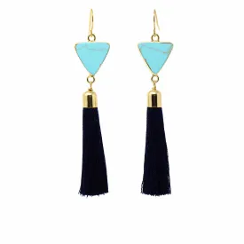 Gold and Turquoise Triangle Tassle Earrings Starfish Project