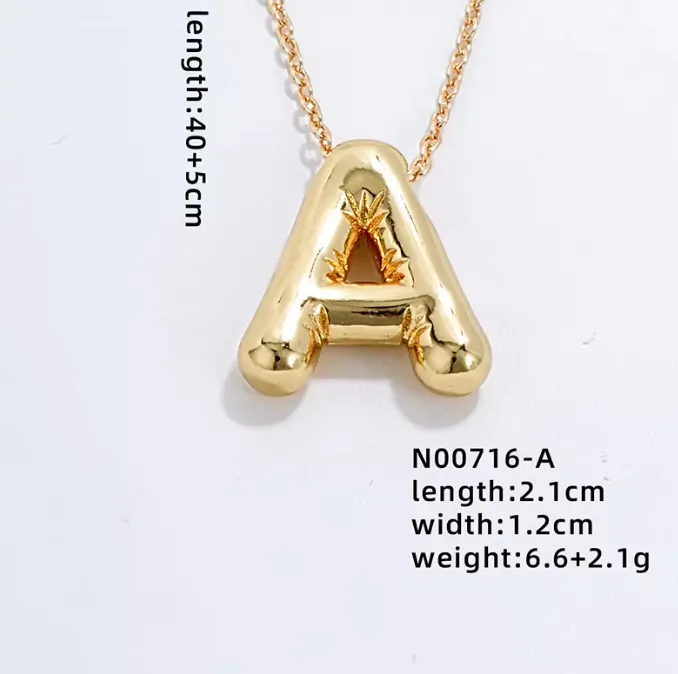 Gold Bubble Initial Necklace