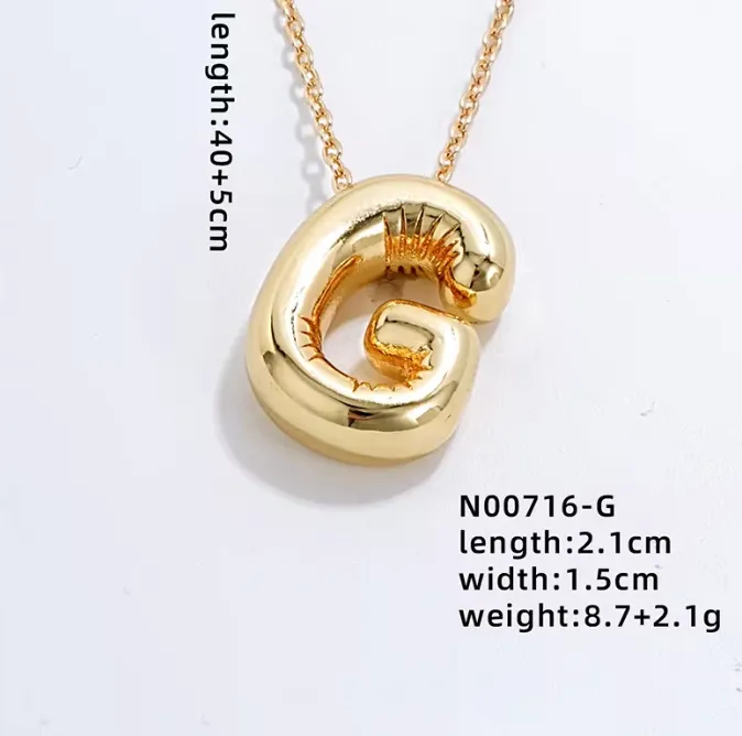 Gold Bubble Initial Necklace