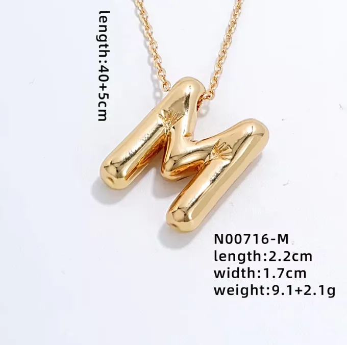 Gold Bubble Initial Necklace