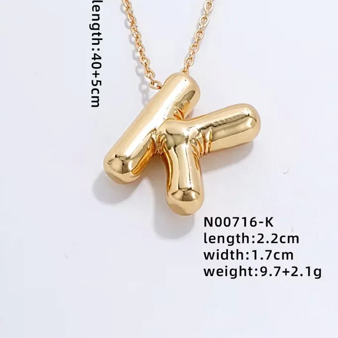 Gold Bubble Initial Necklace