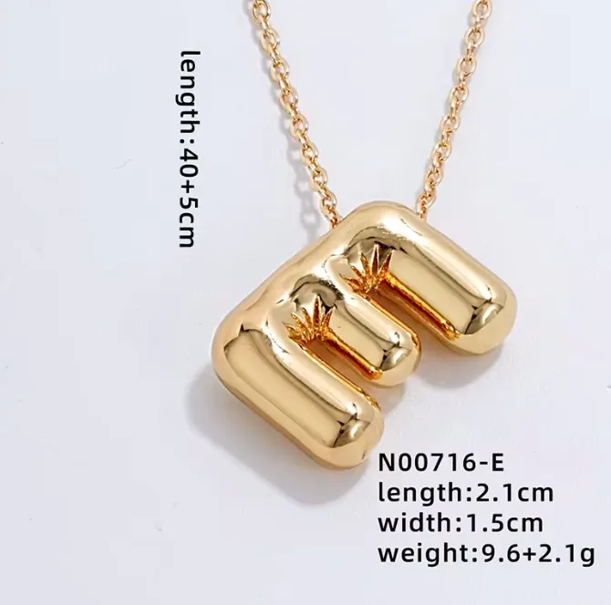 Gold Bubble Initial Necklace