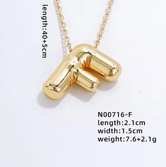 Gold Bubble Initial Necklace