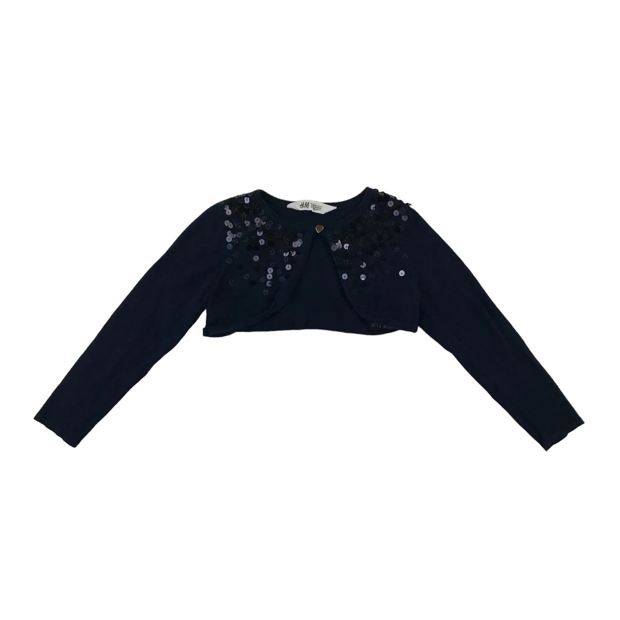 H&M cardigan 5-6 years navy blue shrug with sequins cotton