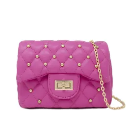 Handbag | Classic Quilted Stud Mini Bag- Hot Pink | Tiny Treats and Zomi Gems