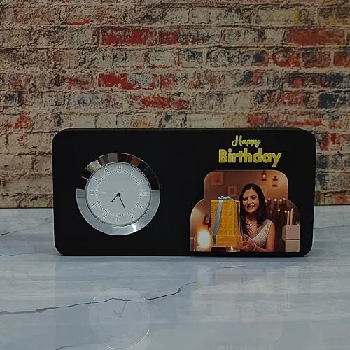 Happy Birthday Clock Table Top with Photo - Birthday Gift for Couple - Special Birthday Gift for Wife