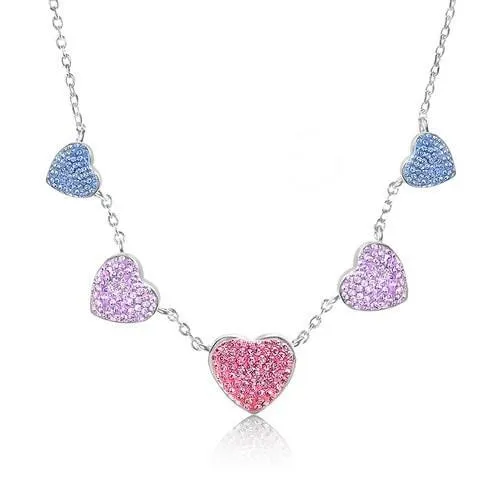 Heart Crystal Charm White Gold Palladium Girl's Necklace