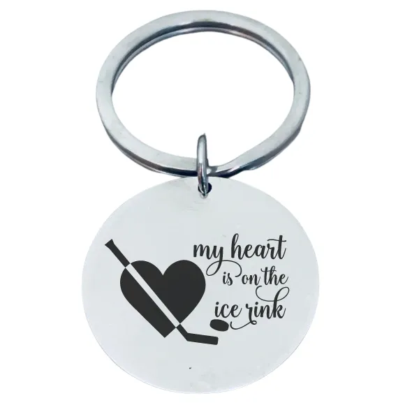 Hockey Keychain - My Heart is on the Ice Rink