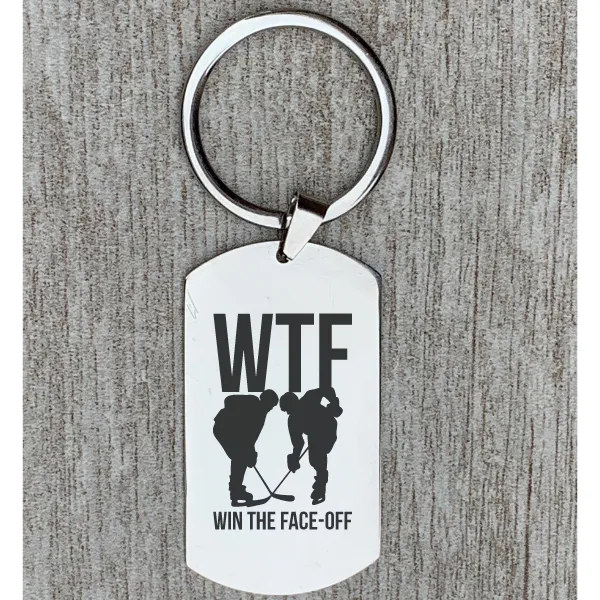 Hockey Keychain - WTF - Win the Face-Off