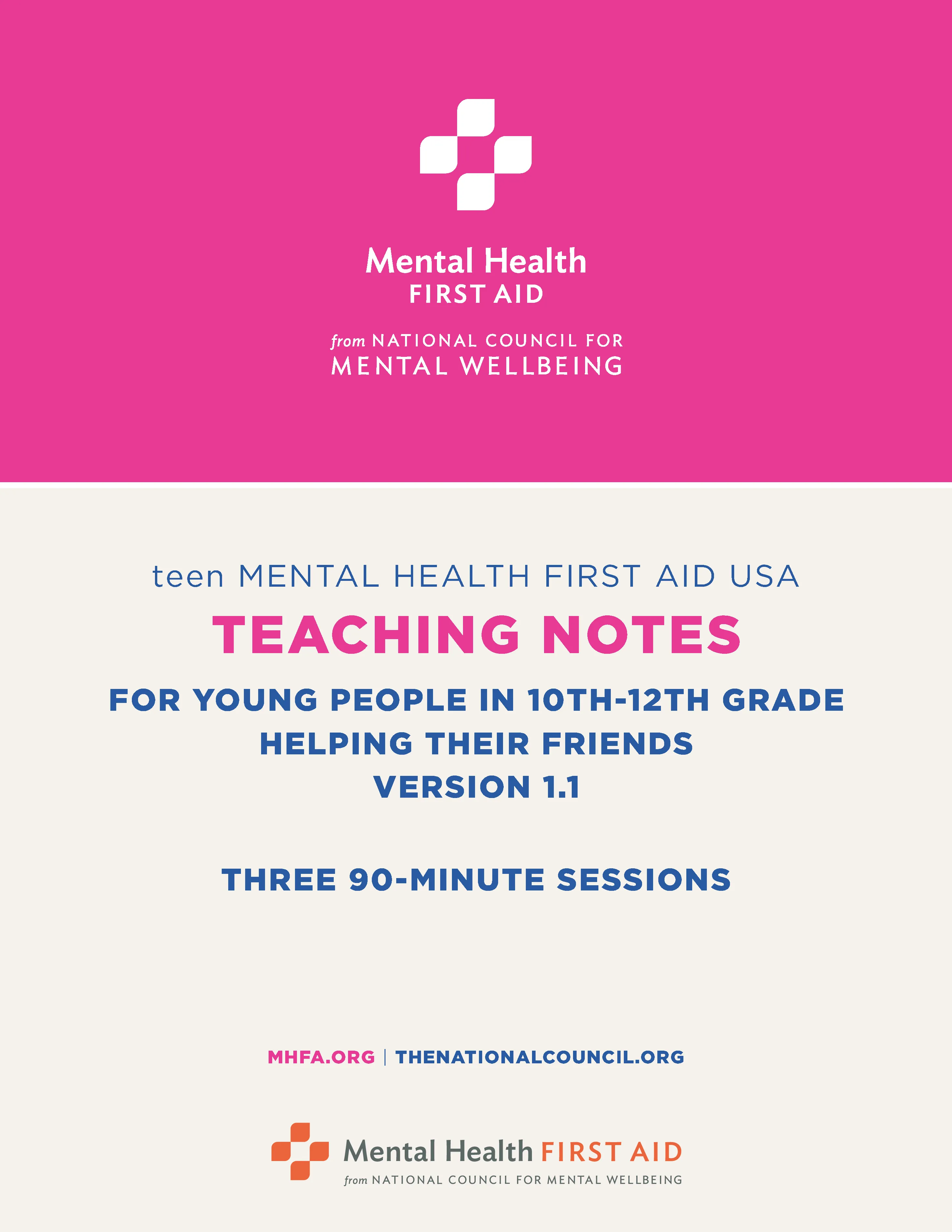 In-person teen MHFA Teaching Notes 3x90 Version 1.1