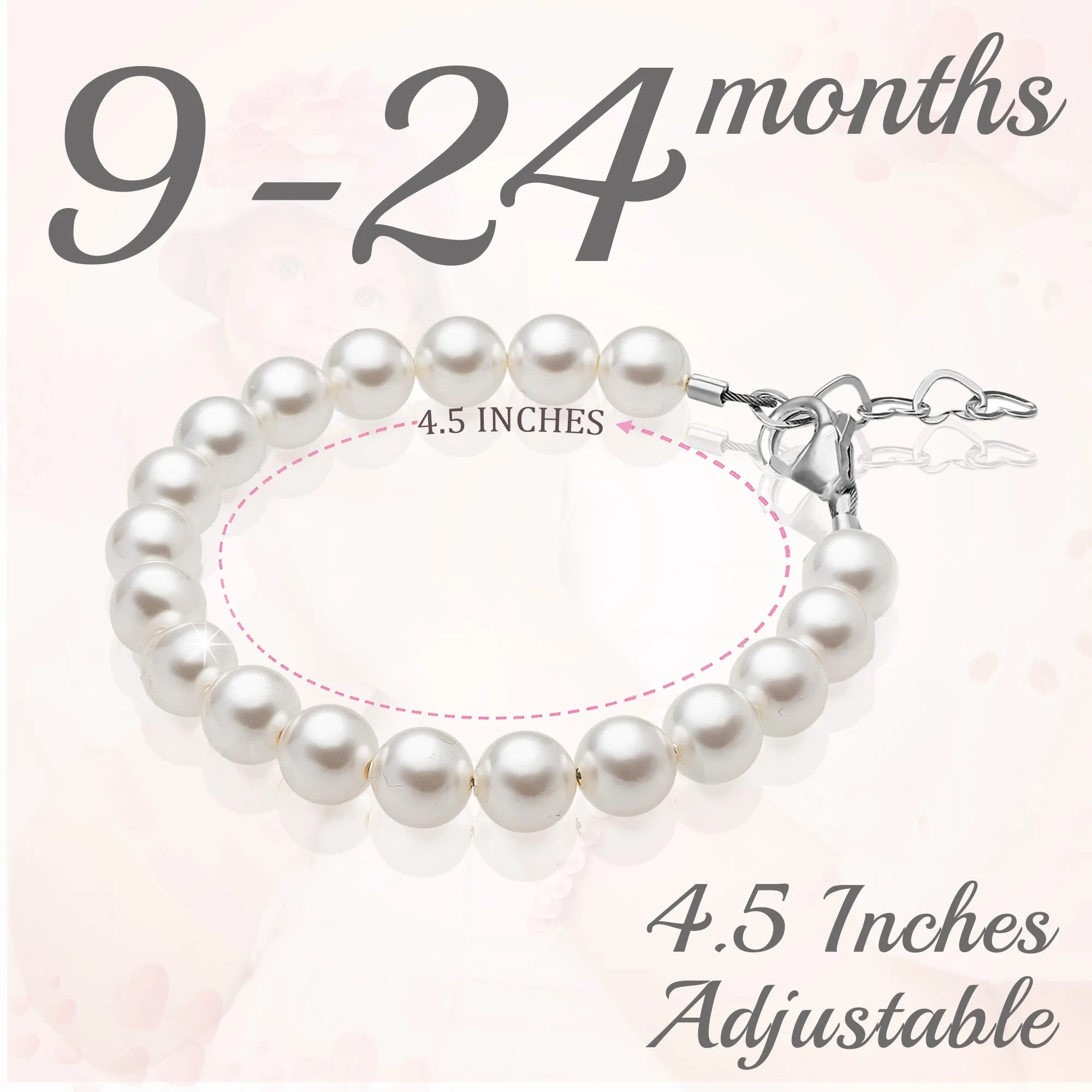 Infant Baby Girl Elegant Bracelet with White Pearls