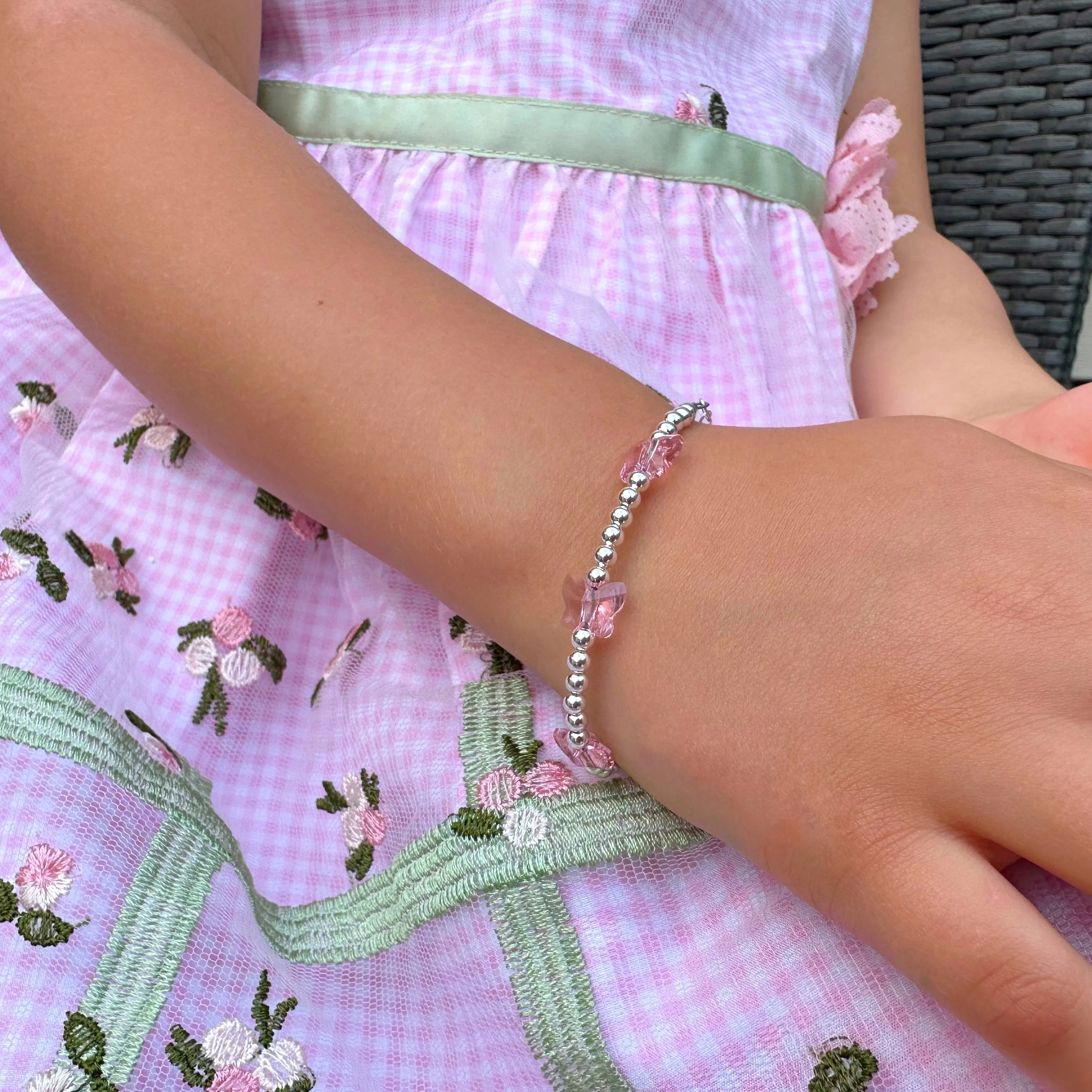 Infant Baby Girl Pink Butterfly Bracelet