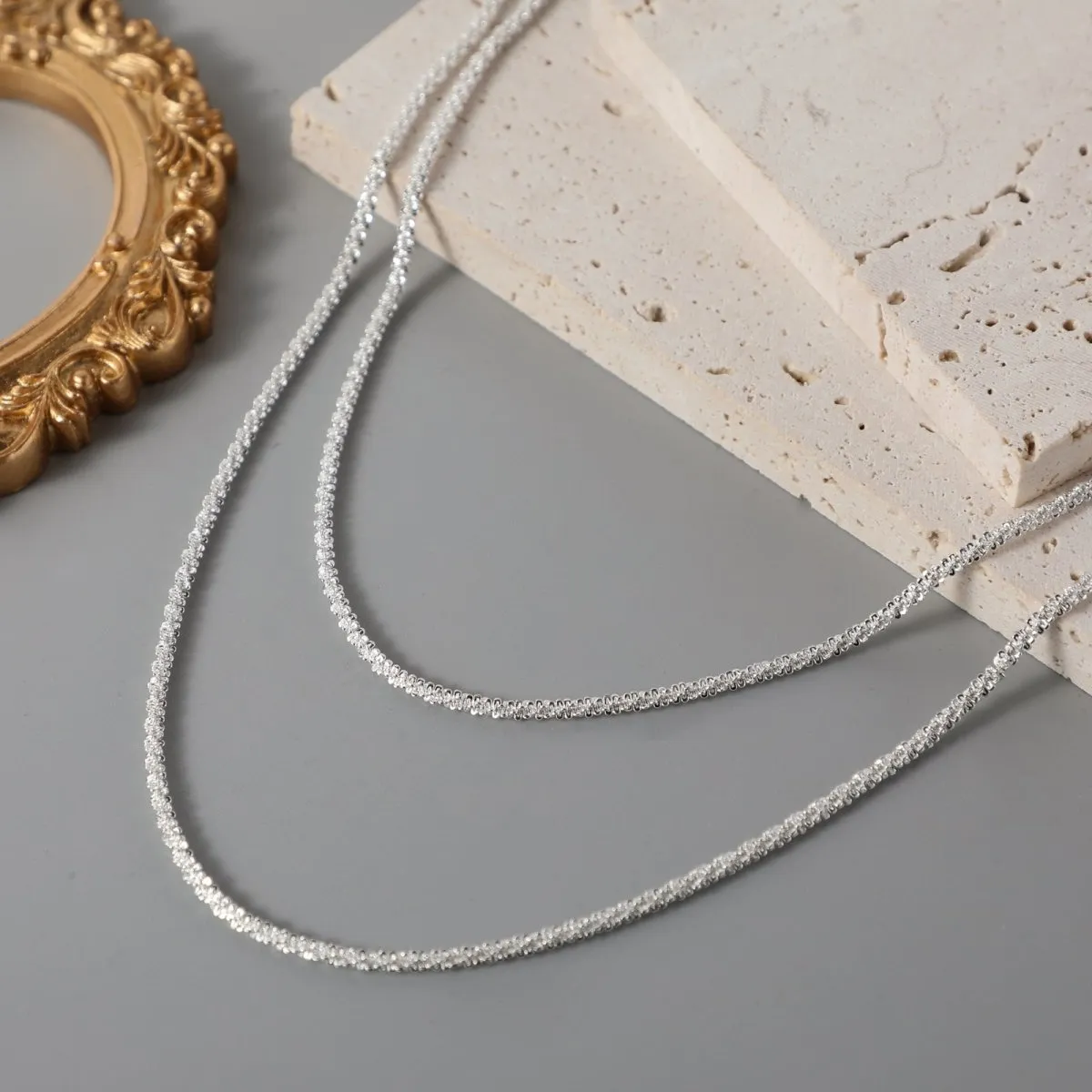 Kyerlyn Layered Silver Shiny Rope Necklaces