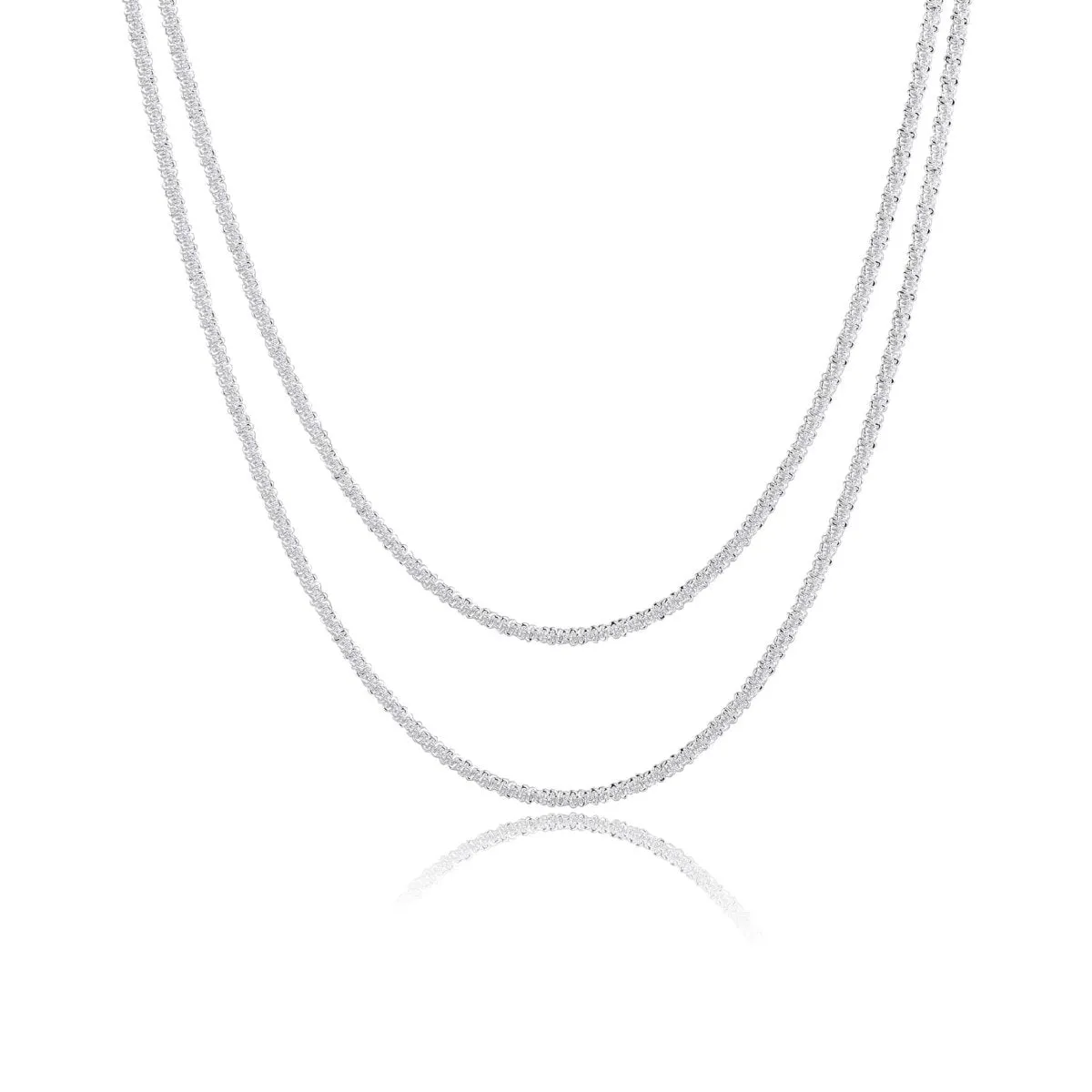 Kyerlyn Layered Silver Shiny Rope Necklaces