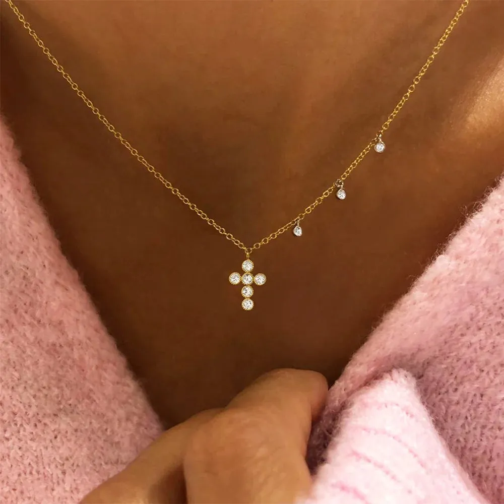 Meira t necklace bezel set diamond cross