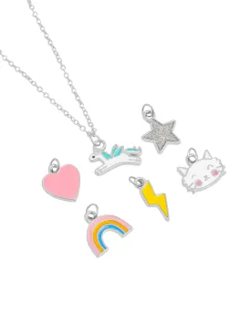 Melbees by Yellow Chimes Chain Pendants for Girls Kids | Multicolor Charm DIY Necklace for Girls | Set of 6 Charms With 1 Chain Pendant for Kids | Birthday Gift for Girls Kids