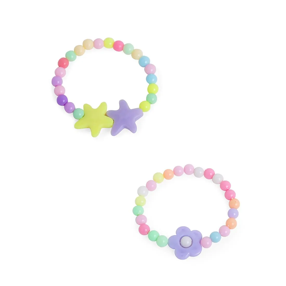 Melbees by Yellow Chimes Jewellery Set for Girls Combo of 2 Pair Colorful Resin Beads Heart Star Design Pendant Bracelet Set Kids Jewellery Set for Girls