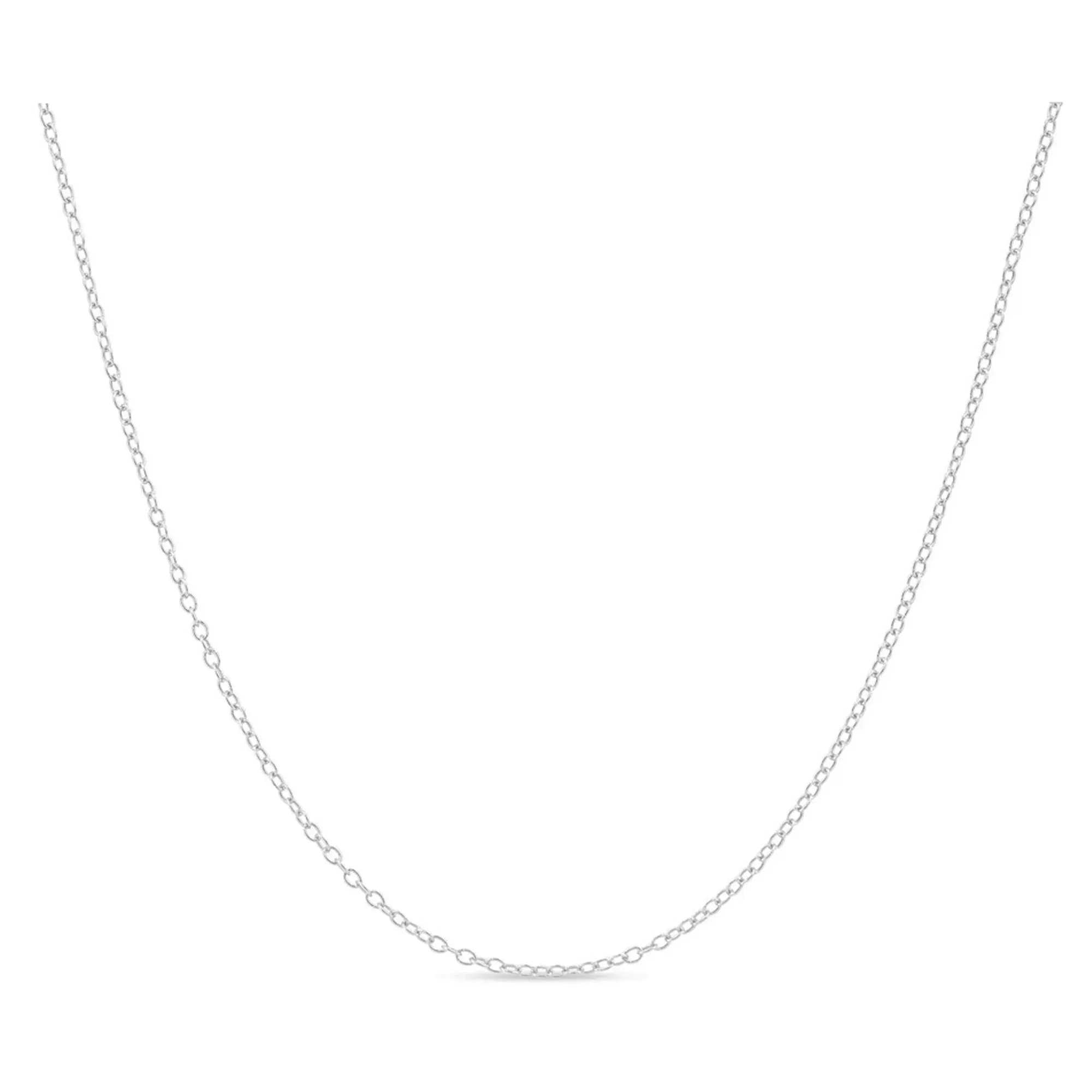 Paris Jewelry 18k White Gold Cable Chain Necklace Italian 1.3mm, 18 inches length Plated