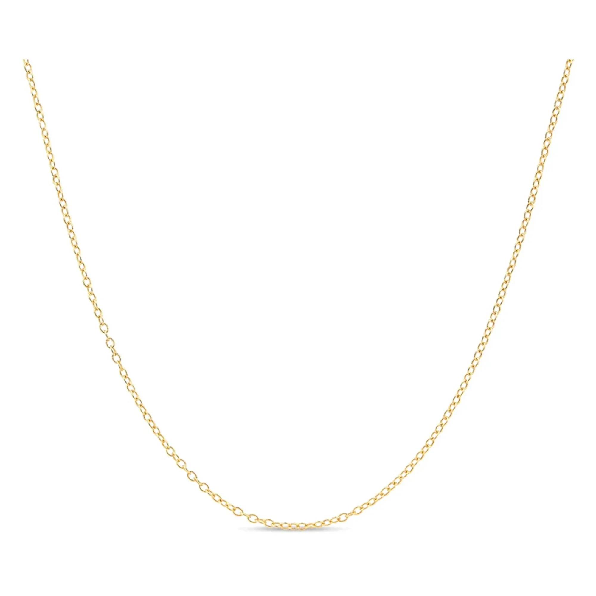 Paris Jewelry 18k Yellow Gold Cable Chain Necklace Italian 1.3mm, 18 inches length Plated