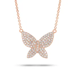 Pave Diamond Butterfly Pendant Necklace