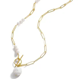 Pearl Paperclip Link Necklace