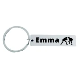 Personalized Engraved Girls Wrestling Keychain