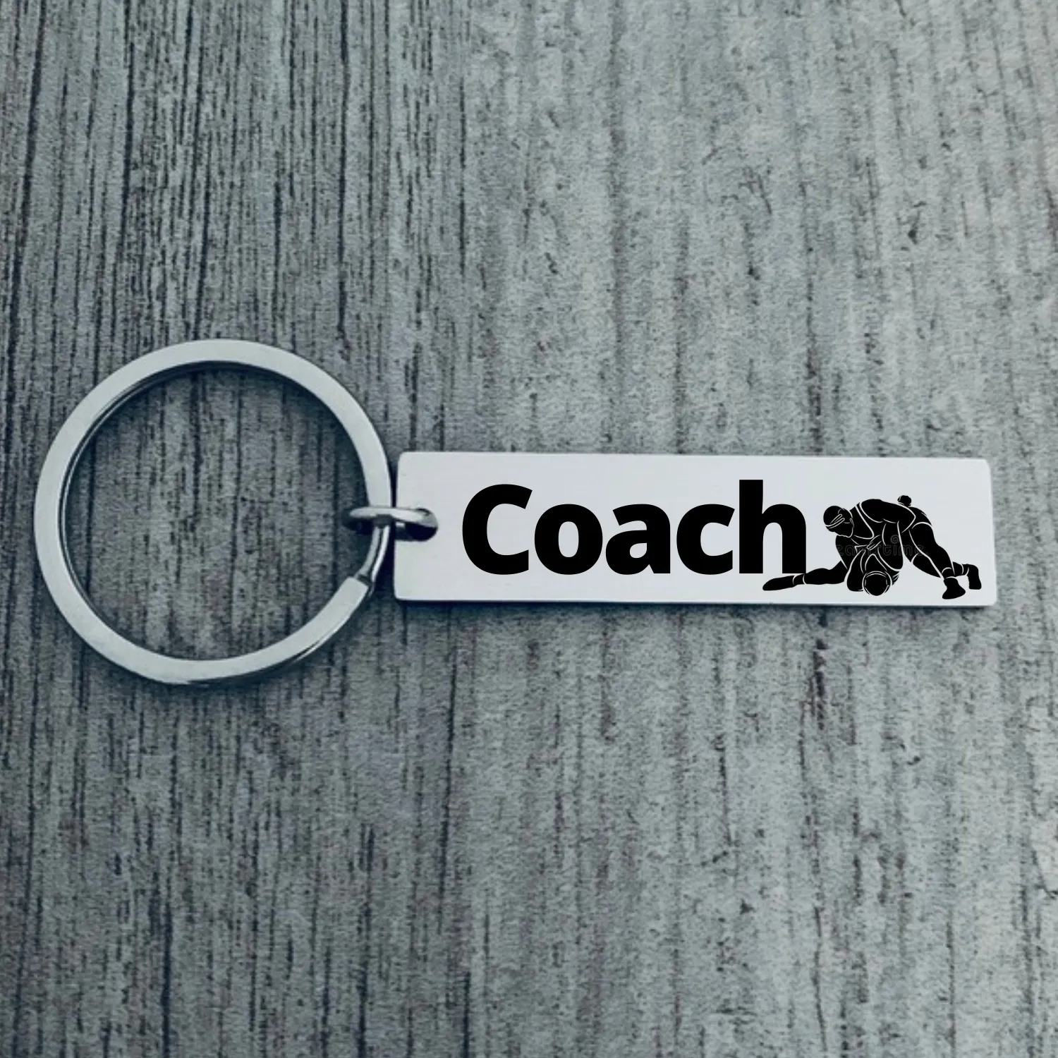 Personalized Engraved Wrestling Coach Bar Keychain