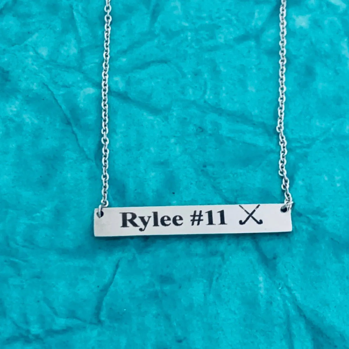 Personalized Field Hockey Bar Necklace