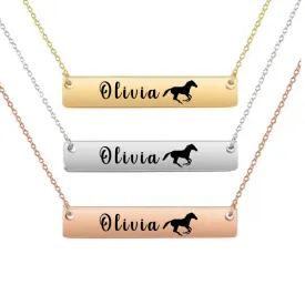 Personalized Horse Bar Necklace