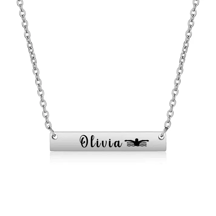 Personalized Swim Bar Necklace