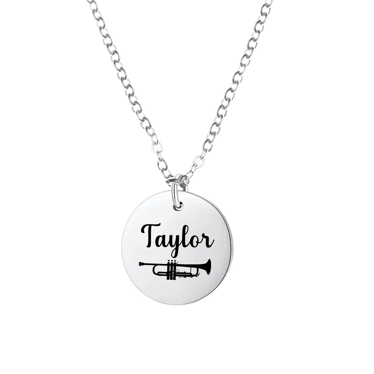 Personalized Trumpet Charm Necklace