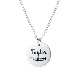 Personalized Trumpet Charm Necklace