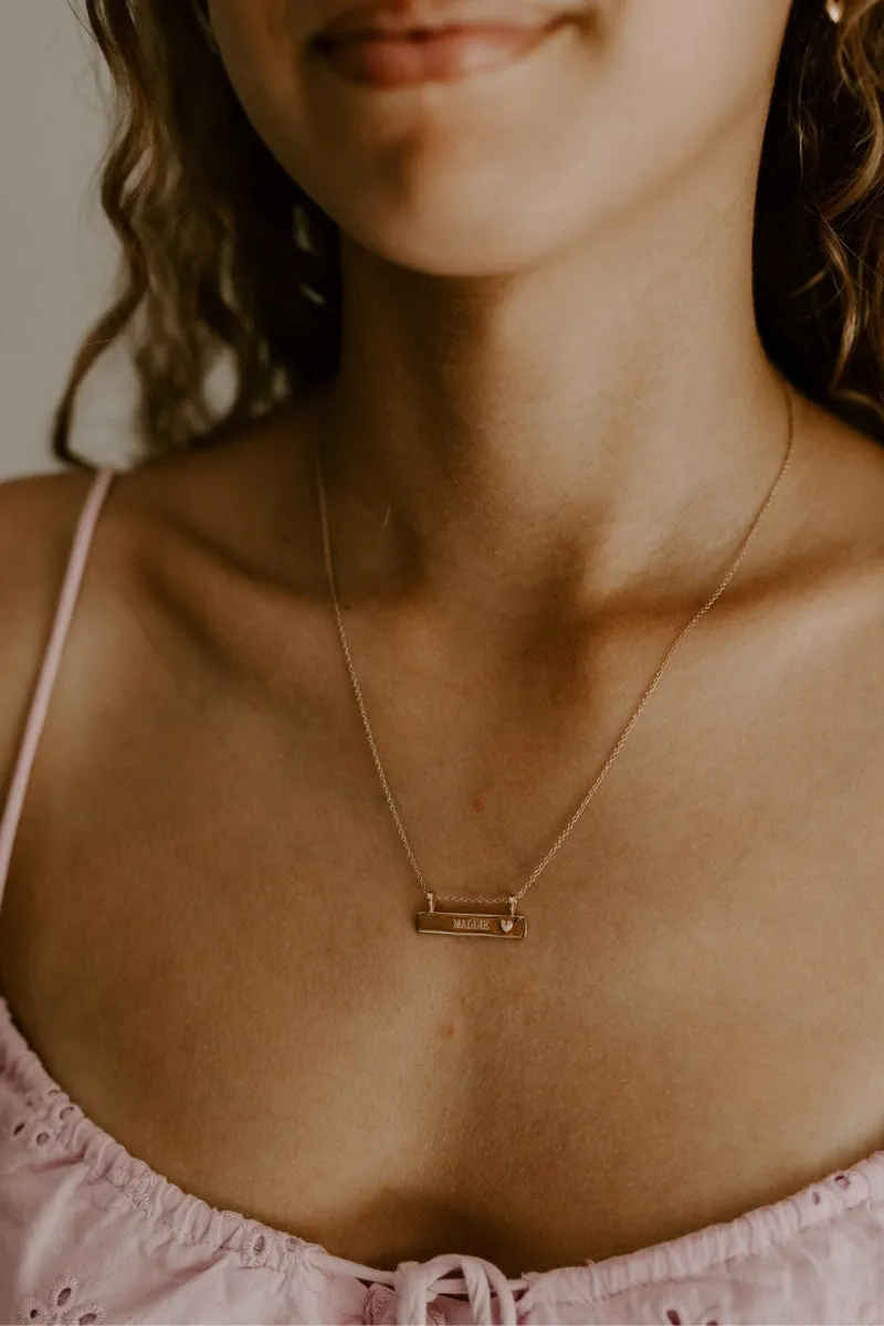 Pink Darling Bar Necklace - Gold