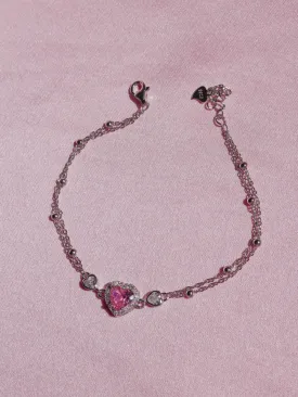 Pink Heartbeat Bracelet, 925 Sterling Silver