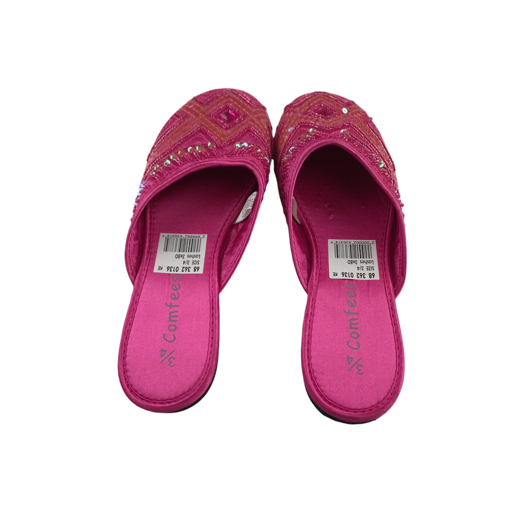 Pink slip on flat shoes UK 3-4 sequin detailed sandals