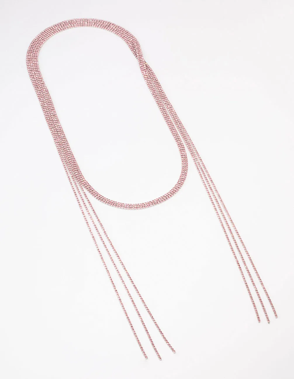 Pink Triple Row Cupchain Scarf Necklace