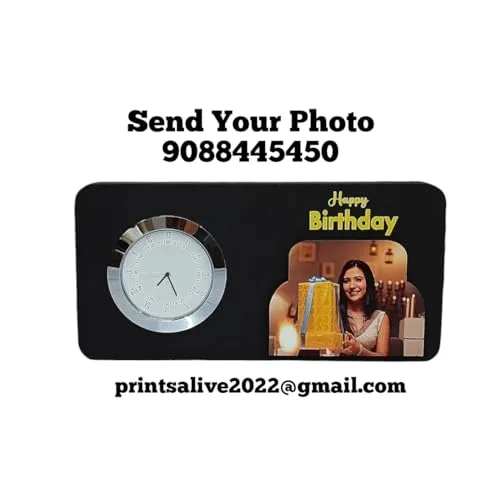 Printsalive Happy Birthday Clock Table Top with Photo - Birthday Gift