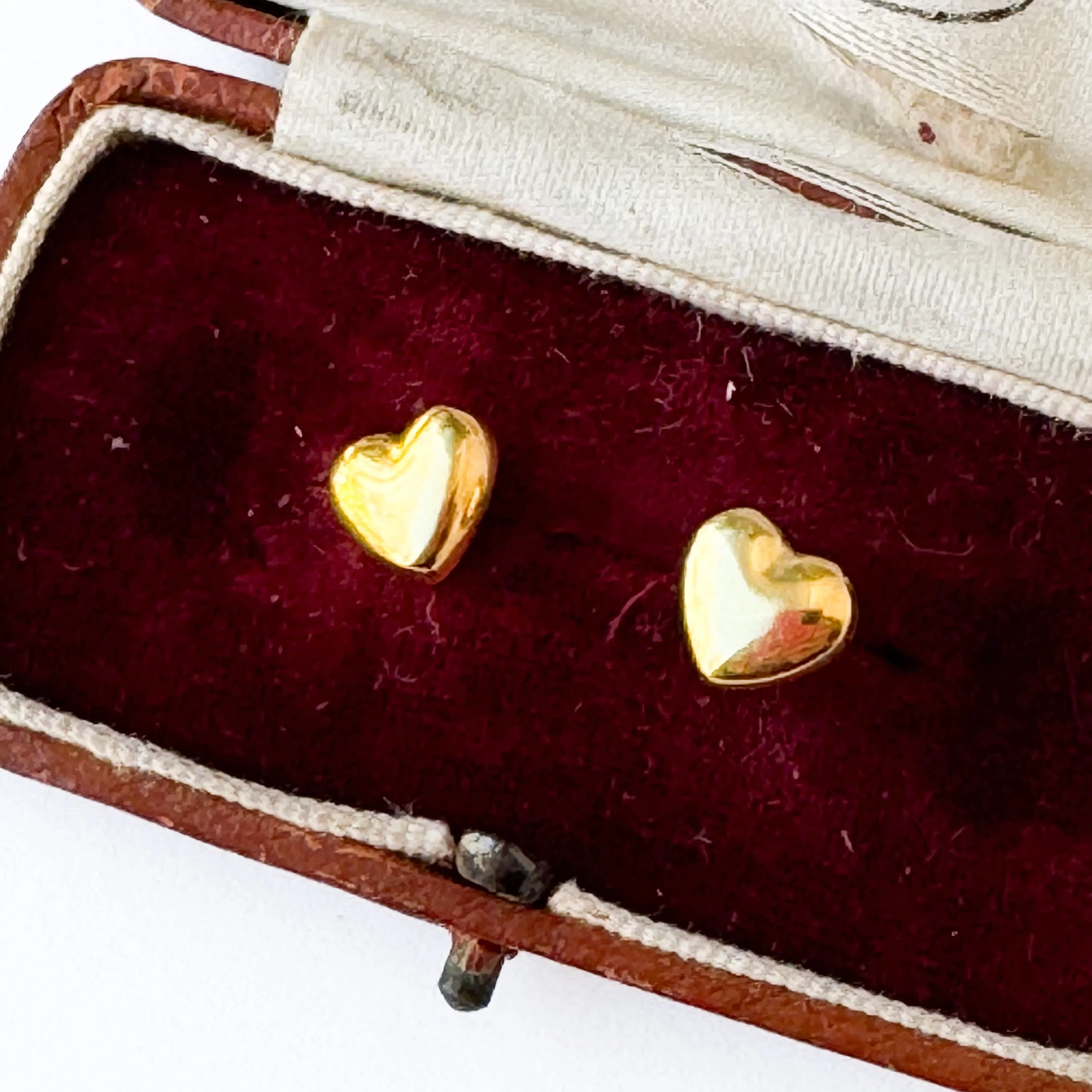 Puffy Gold Heart Studs With Titanium Posts, Small Gold Studs, Valentines Day - WS